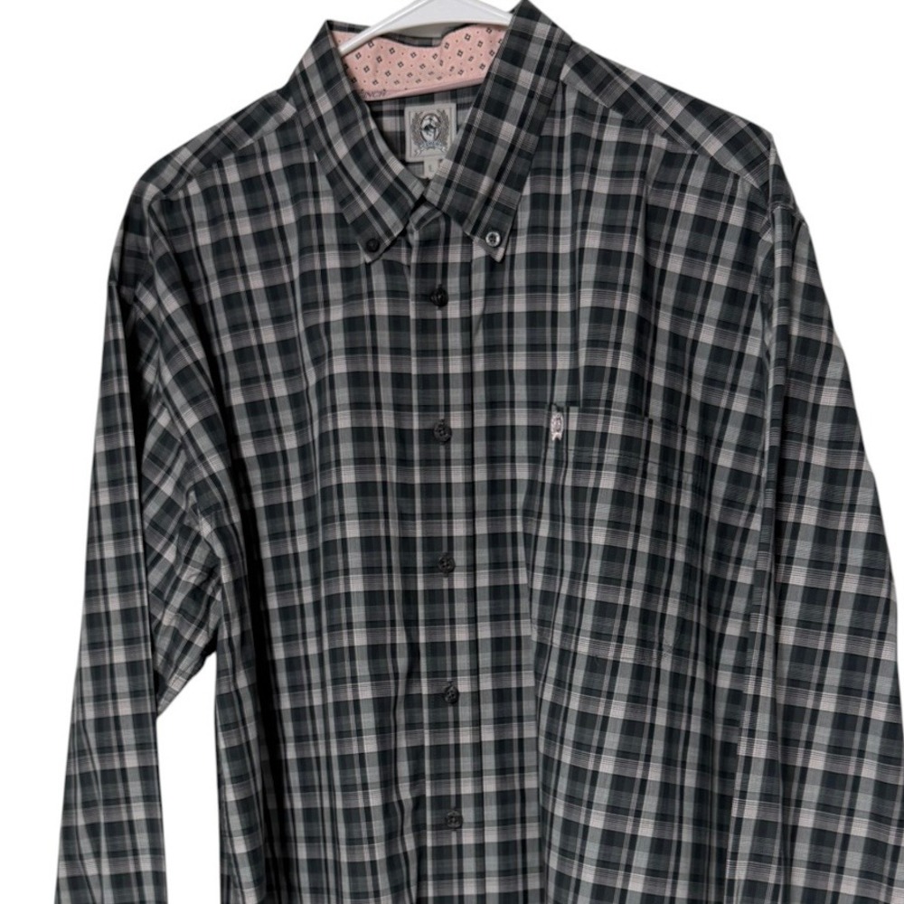Cinch Mens Western Button Down Shirt Large Black Grey Plaid MTW1104850